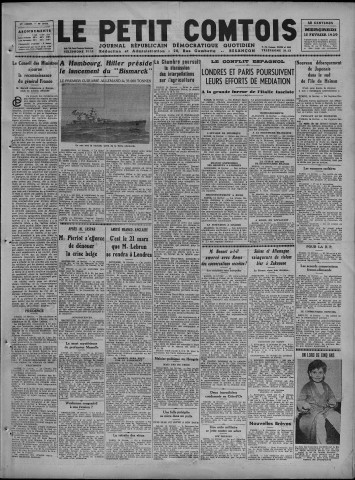 15/02/1939 - Le petit comtois [Texte imprimé] : journal républicain démocratique quotidien