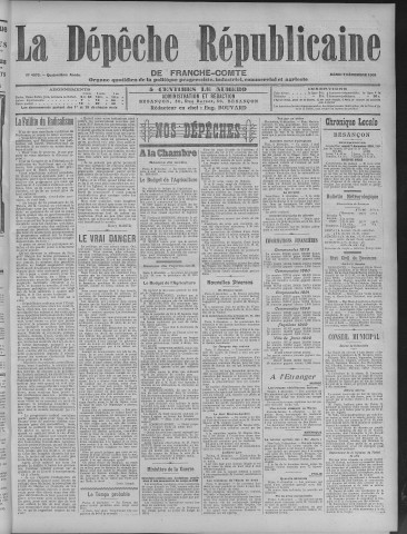 07/12/1909 - La Dépêche républicaine de Franche-Comté [Texte imprimé]