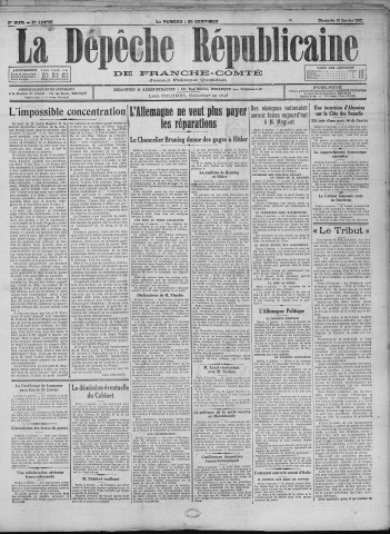 10/01/1932 - La Dépêche républicaine de Franche-Comté [Texte imprimé]