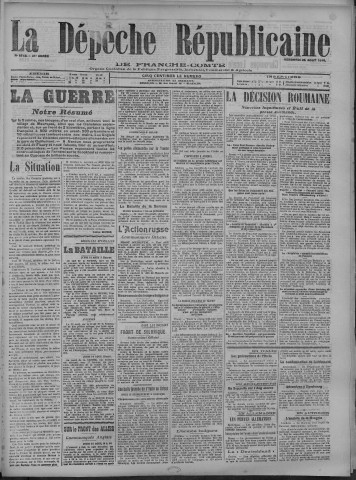 25/08/1916 - La Dépêche républicaine de Franche-Comté [Texte imprimé]