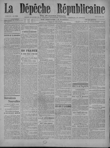 21/04/1920 - La Dépêche républicaine de Franche-Comté [Texte imprimé]