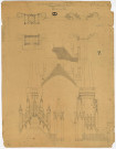 Eglise Saint-Claude, projet de construction, détails (flèches) : plan et croquis (brouillon, s.d., porte le n°11).