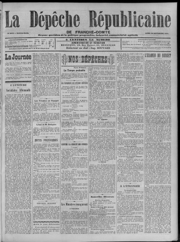 18/09/1911 - La Dépêche républicaine de Franche-Comté [Texte imprimé]