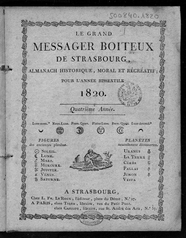Le Grand messager boîteux de Strasbourg [Texte imprimé]