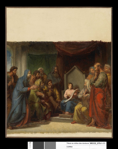 Jésus, enfant, assis dans le Temple au milieu des docteurs (esquisse)