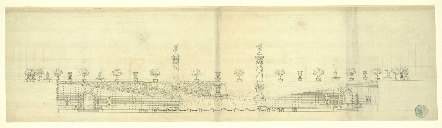 Palais du prince-évêque de Bâle à Porrentruy. Elévation / Pierre-Adrien Pâris , [S.l.] : [P.-A. Pâris], [1700-1800]