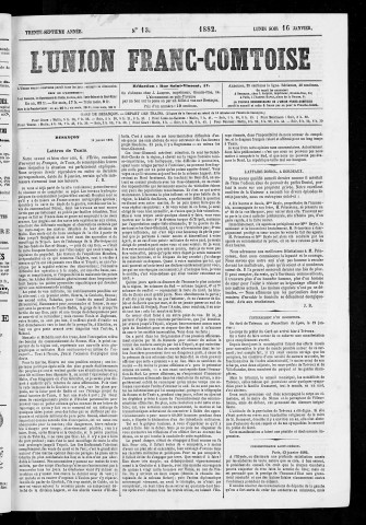 16/01/1882 - L'Union franc-comtoise [Texte imprimé]