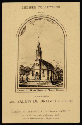 Chapelle Notre Dame de Toutes Grâces en construction aux Salins de Bregille (Doubs) [image fixe] , Mulhouse : Braun & Cie, dans logo représentant un cheval