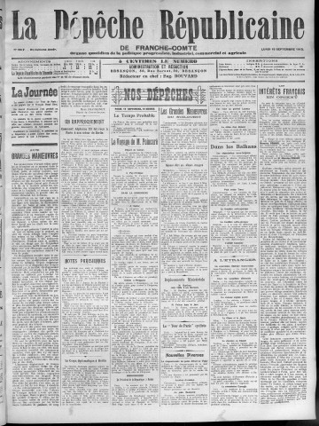15/09/1913 - La Dépêche républicaine de Franche-Comté [Texte imprimé]