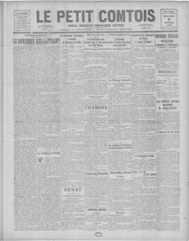 09/02/1927 - Le petit comtois [Texte imprimé] : journal républicain démocratique quotidien