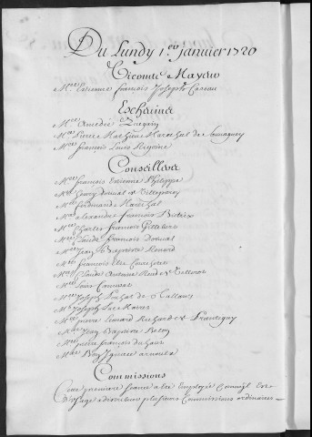 Registre des délibérations municipales 1er janvier 1720 - 31 décembre 1721