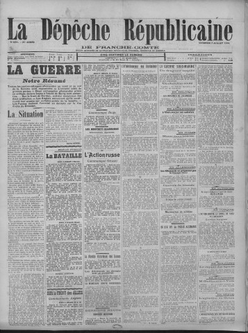 07/07/1916 - La Dépêche républicaine de Franche-Comté [Texte imprimé]