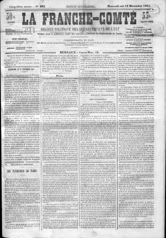 11/12/1861 - La Franche-Comté : organe politique des départements de l'Est