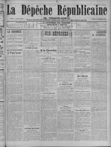 14/11/1908 - La Dépêche républicaine de Franche-Comté [Texte imprimé]