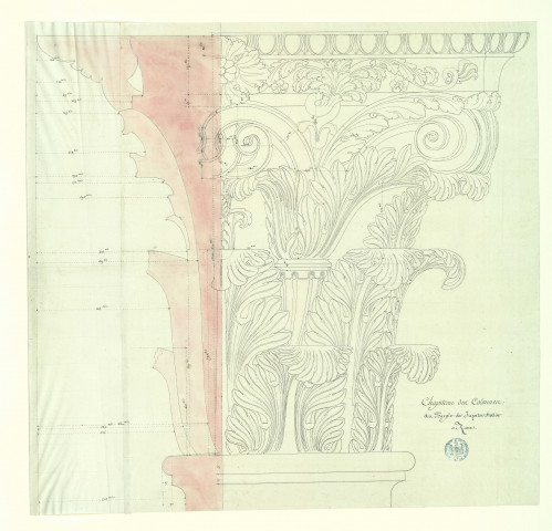 Chapiteau des colonnes du temple de Jupiter Stator à Rome / Pierre-Adrien Pâris , [S.l.] : [P.-A. Pâris], [1700 -1800]
