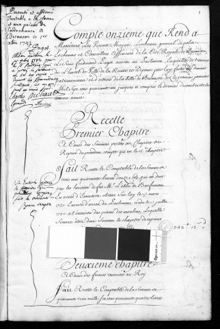 Comptes de la Ville de Besançon, recettes et dépenses, Compte de Ferdinand Pagot (1741)