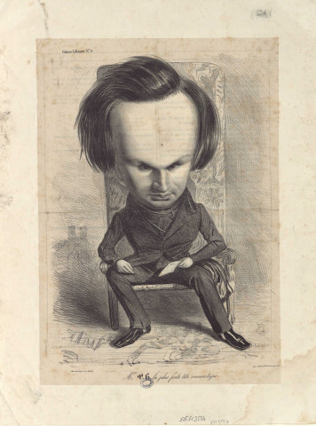 Mr. V.H., la plus forte tête romantique. [image fixe] / [Benjamin Roubaud ou Daumier]  ; Imp. d'Aubert 1836