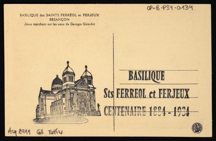 Besançon. - Basilique des Saints Férréol et Ferjeux - Jésus marchant sur les eaux de Georges Girardot [image fixe] , Besançon, 1930/1984