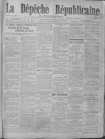 01/02/1919 - La Dépêche républicaine de Franche-Comté [Texte imprimé]