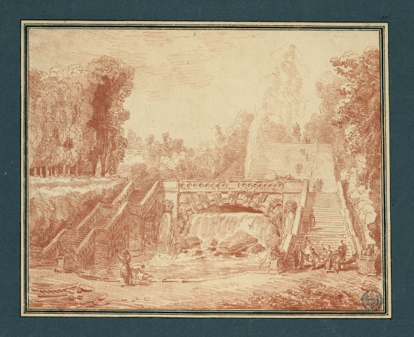 10 - Vue d'une fontaine monumentale dans un jardin , [France : Paris], [vers 1780]
