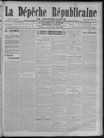 27/09/1906 - La Dépêche républicaine de Franche-Comté [Texte imprimé]