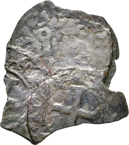 874.1.11 - pièce de monnaie (4, lot) ; tissu (fragment) ; denier tournois ; denier estevenant