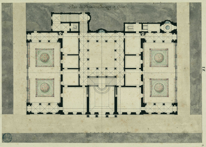 Plan du palais Durazzo à Gênes / Pierre-Adrien Pâris , [S.l.] : [P.-A. Pâris], [1700-1800]