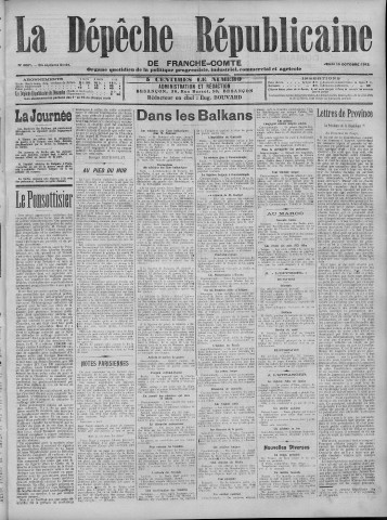 10/10/1912 - La Dépêche républicaine de Franche-Comté [Texte imprimé]