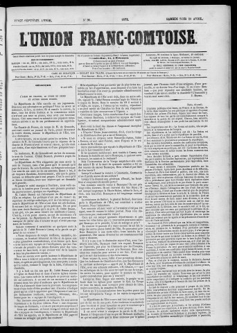 20/04/1872 - L'Union franc-comtoise [Texte imprimé]