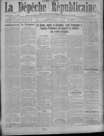 27/11/1929 - La Dépêche républicaine de Franche-Comté [Texte imprimé]