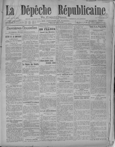 01/04/1919 - La Dépêche républicaine de Franche-Comté [Texte imprimé]