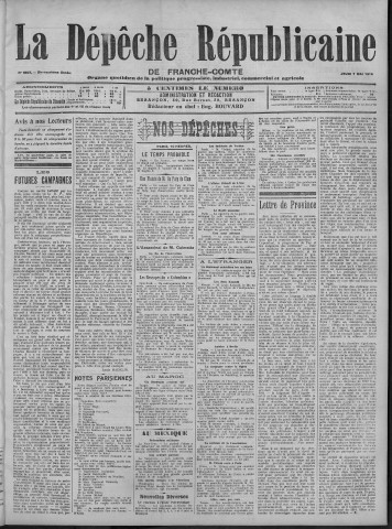 07/05/1914 - La Dépêche républicaine de Franche-Comté [Texte imprimé]