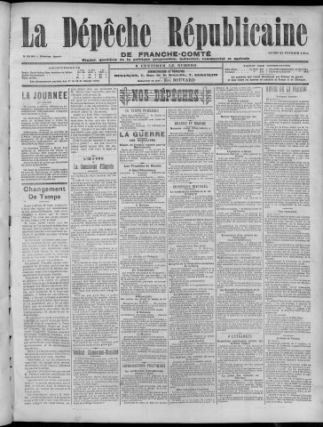 27/02/1905 - La Dépêche républicaine de Franche-Comté [Texte imprimé]