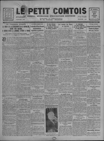 27/01/1934 - Le petit comtois [Texte imprimé] : journal républicain démocratique quotidien