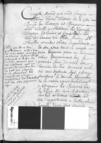 Comptes de la Ville de Besançon, recettes et dépenses, Compte de Jacques Antoine Varin (1er janvier - 31 décembre 1677)