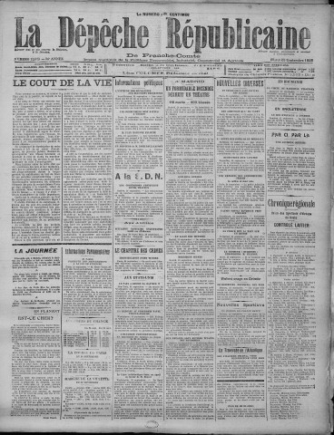 25/09/1928 - La Dépêche républicaine de Franche-Comté [Texte imprimé]