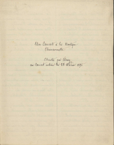 Un concert à la Nautique ; paroles de chansons.