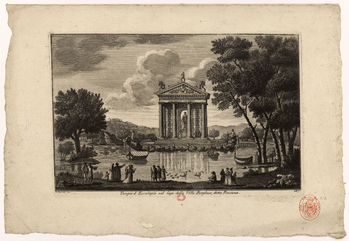 Tempio d'Esculapio nel lago della Villa Borghese, detta Pinciana [image fixe] / G. Vasi dis inc. , 1750/1799