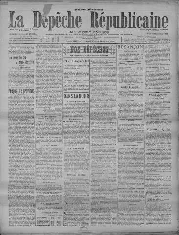08/11/1923 - La Dépêche républicaine de Franche-Comté [Texte imprimé]