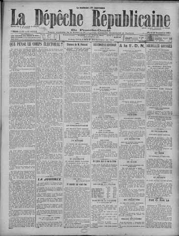 27/09/1927 - La Dépêche républicaine de Franche-Comté [Texte imprimé]