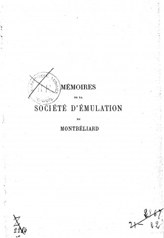 01/01/1890-1891 - Mémoires de la Société d'émulation de Montbéliard [Texte imprimé]