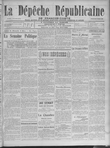 08/03/1908 - La Dépêche républicaine de Franche-Comté [Texte imprimé]