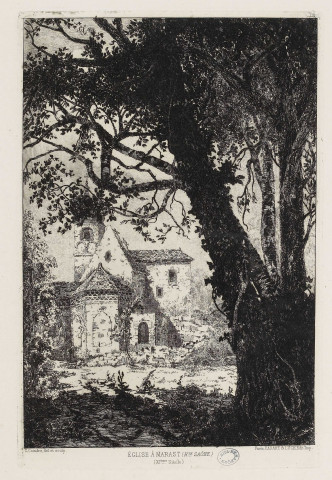 Eglise à Marast (Haute-Saône) (XIème siècle) [estampe] / G. Coindre, del. et sculp.  ; Paris, Cadart et Luce, edit. imp. , Paris : Cadart et Luce, [1844-1914]