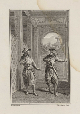Tanima s'indignant contre les Jammabos : gravure pour les "Jammabos" de Fenouillot de Falbaire [image fixe] / H. Gravelot inv. J. B. Simonet sculp. , Paris, 1775/1785