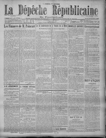 10/09/1928 - La Dépêche républicaine de Franche-Comté [Texte imprimé]