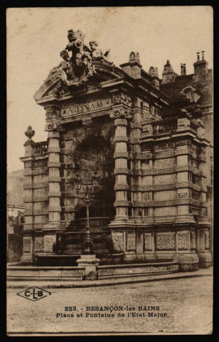 Besançon - Besançon-les-Bains - Place et Fontaine de l'Etat-Major. [image fixe] , Besançon : Etablissements C. Lardier - Besançon, 1914/1926