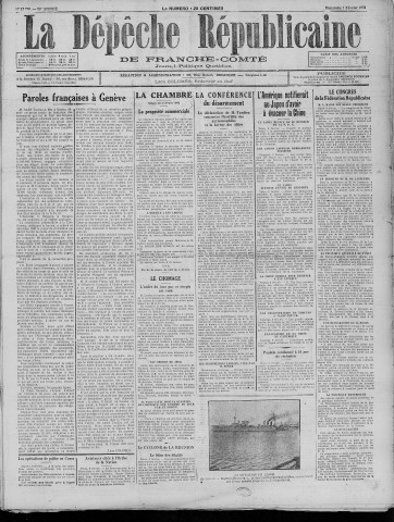 07/02/1932 - La Dépêche républicaine de Franche-Comté [Texte imprimé]