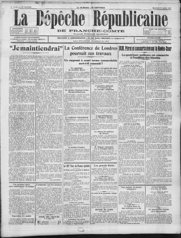 22/07/1931 - La Dépêche républicaine de Franche-Comté [Texte imprimé]