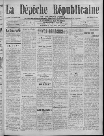 22/05/1912 - La Dépêche républicaine de Franche-Comté [Texte imprimé]