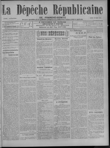 13/03/1911 - La Dépêche républicaine de Franche-Comté [Texte imprimé]